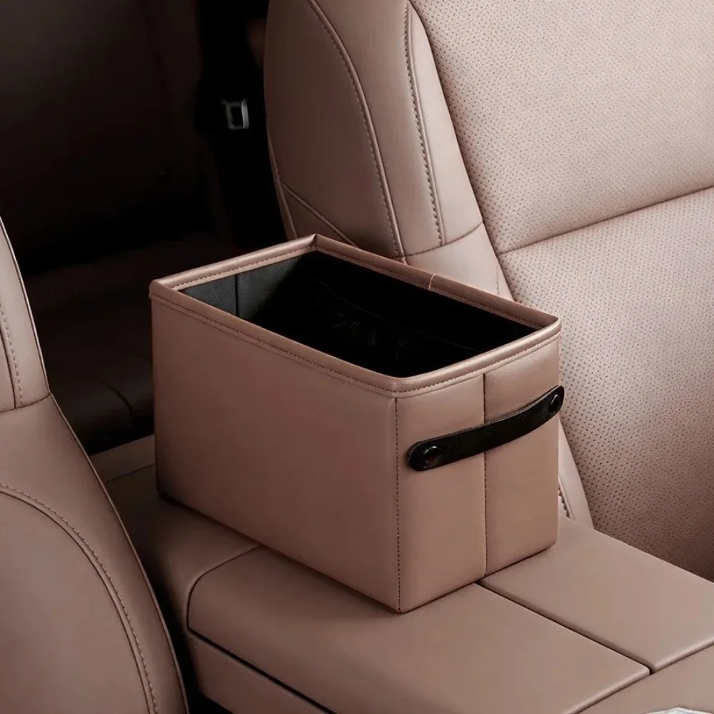 1PCS Universal Car Seat Back Hanging Trash Can Premium Leather Waterproof Multifunctional Auto Waste Bin Interior Accessories view 5