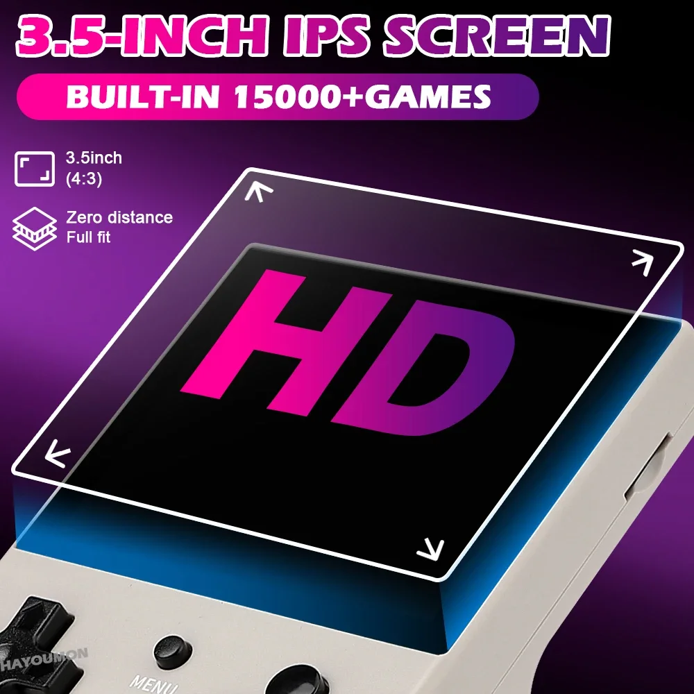 جديد R350S وحدة تحكم ألعاب محمولة 3.5 "IPS 640*480 شاشة لينكس 2000mAh ريترو مشغل ألعاب الفيديو 15000 + ألعاب ريترو #4