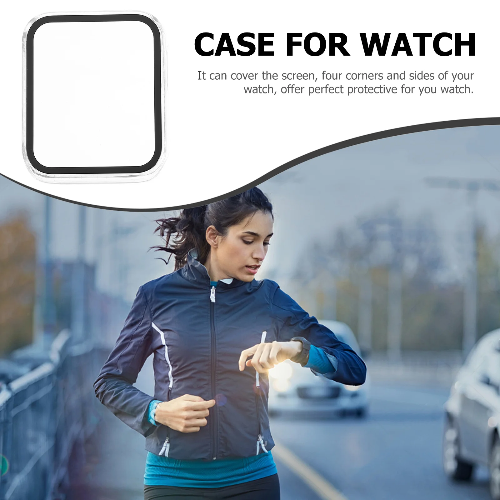 Защитный чехол для часов Встроенная защита экрана Прочное закаленное стекло для ПК Простая установка Полный охват