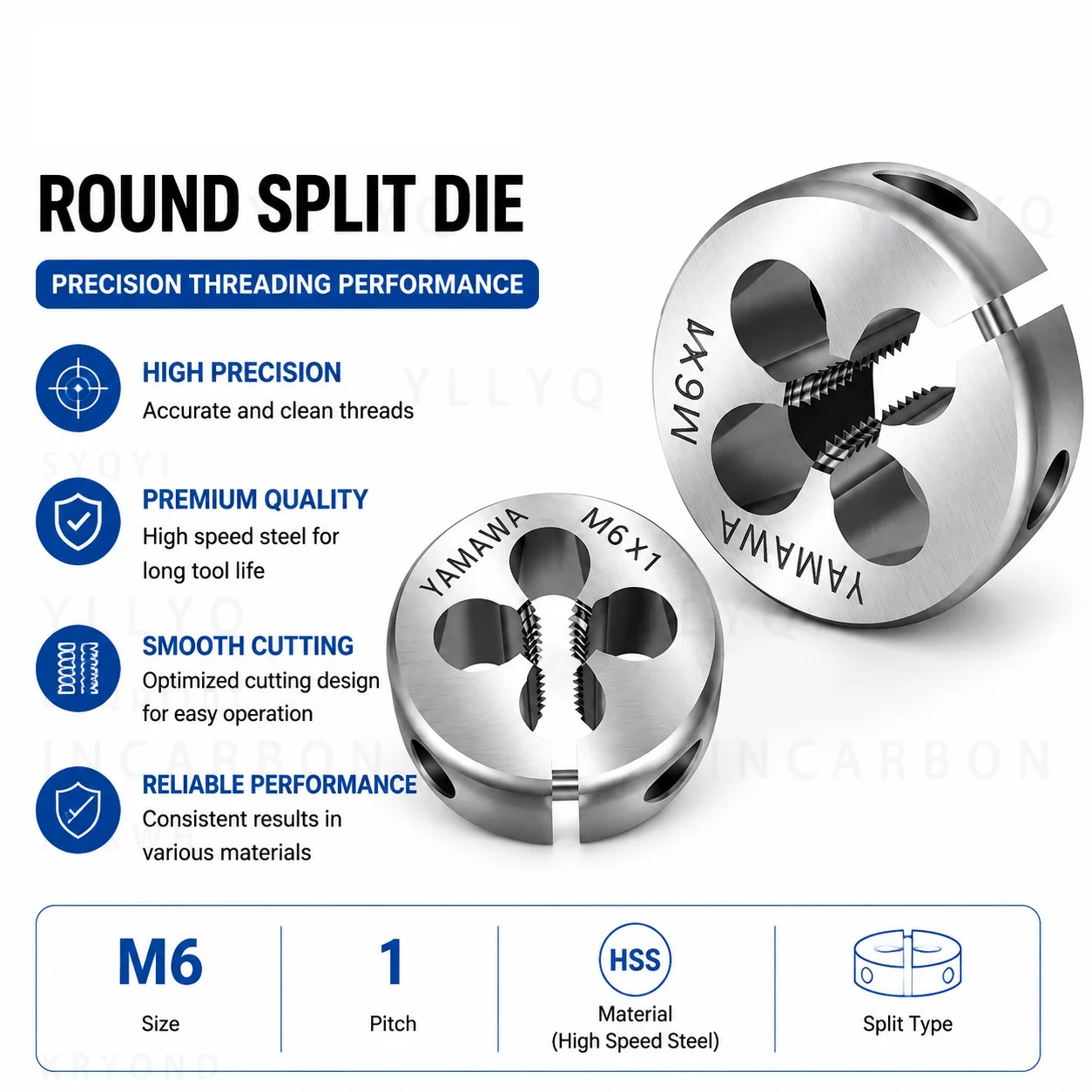 Japan YAMAWA HSSE Left Hand Round Die W Series 1/8-1/2 Machine Screw Threading Die for CNC Metal Cutting Tool