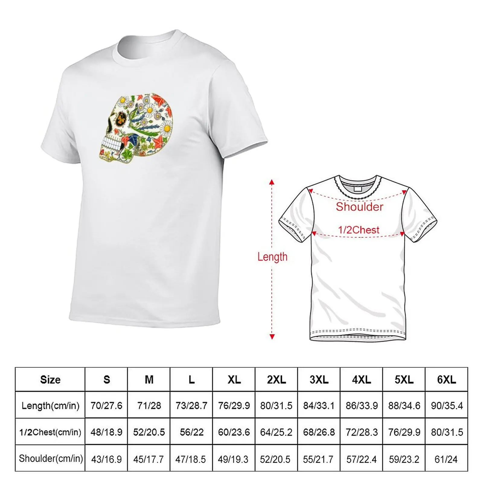 Daisy Skull T-Shirt Simple Trendy Casual T-Shirt