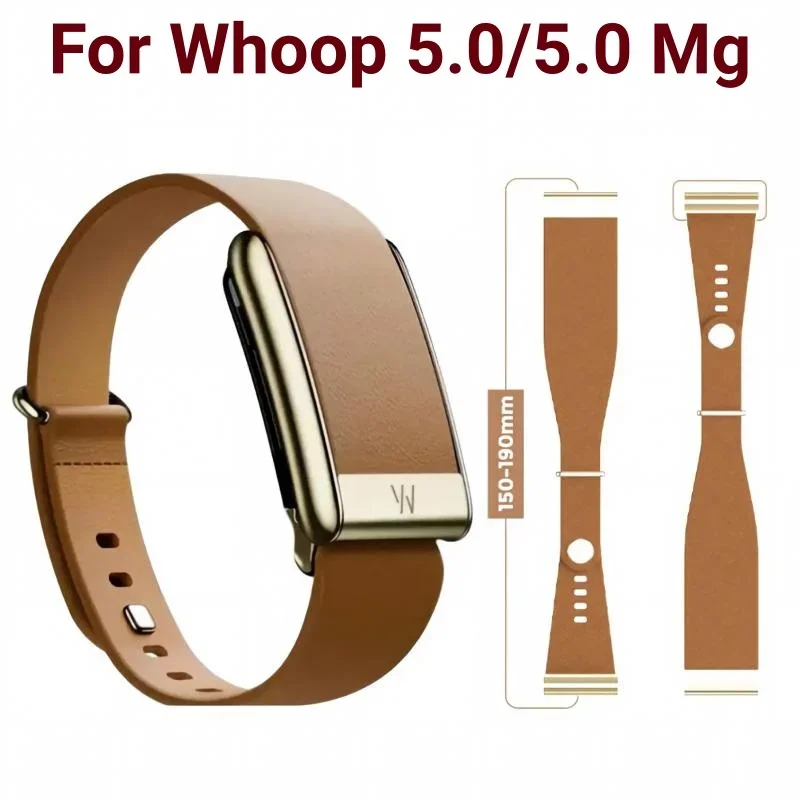 PU Leather Replacement Strap Compatible With Whoop 5.0 MG Sports Wristband Metal Buckle Adjustable Watch Band Black Accessory