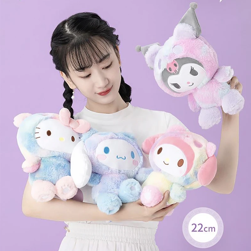 Sanrio Anime juguetes Hello Kitty muñecos de peluche Kawaii Kuromi My Melody Cinnamorol peluche suave muñeco de peluche almohada regalo de Navidad para niños