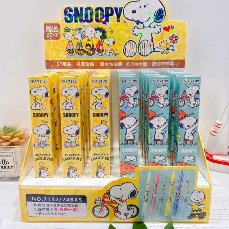 

24 шт./лот Kawaii Snoopy Press гелевая ручка милые 0,5 мм черные чернила ручки для подписи рекламный подарок школьные принадлежности