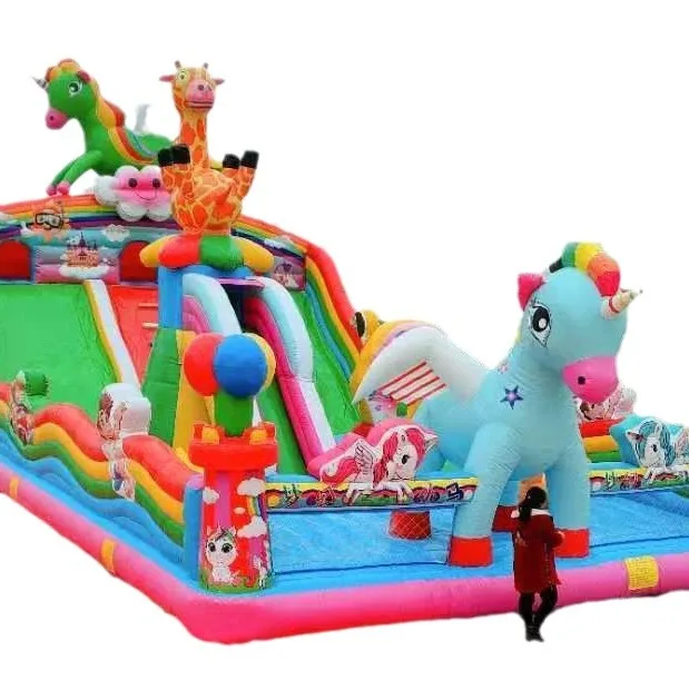 

New Condition Children's Indoor Playground Equipment Large Outdoor Square Inflatable Castle with Combination Slide