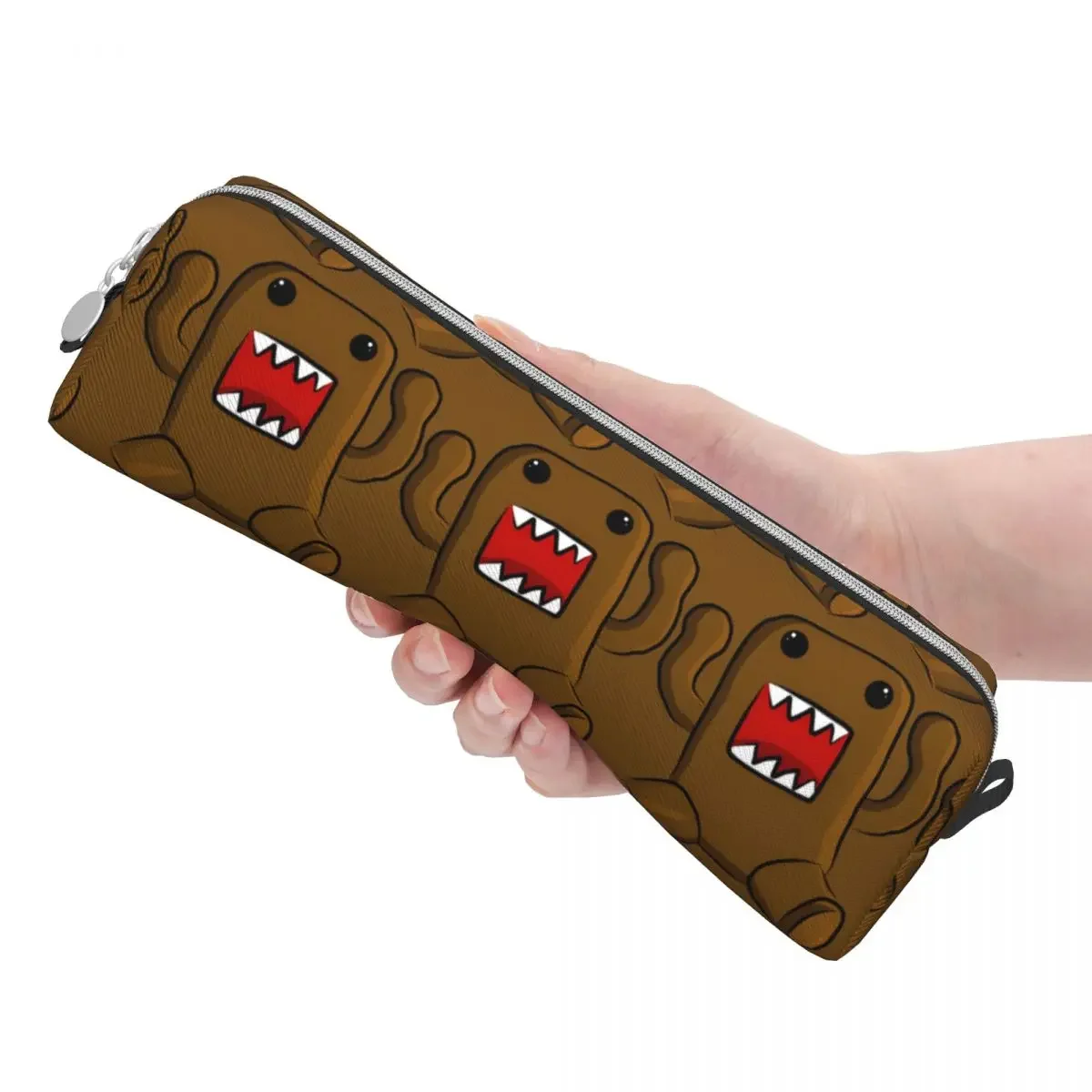 Kleine braune Domo Kun Puppe Feder mäppchen Mode Stift Tasche für Schüler große Kapazität Schul bedarf Reiß verschluss Feder mäppchen