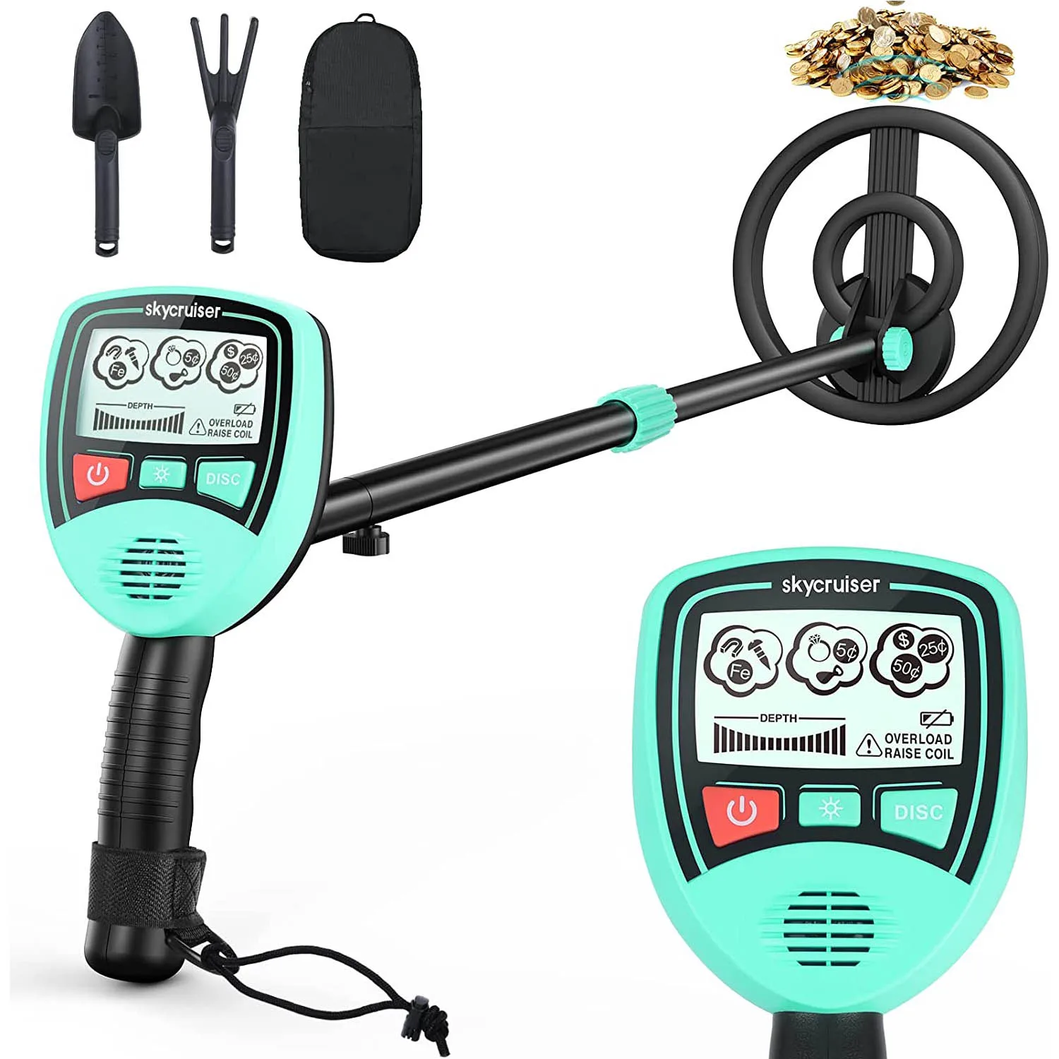 

Kids Metal Detector High Accuracy Adjustable Waterproof Lightweight Search Coil (25"-31") with 3 Detection Models with Kits