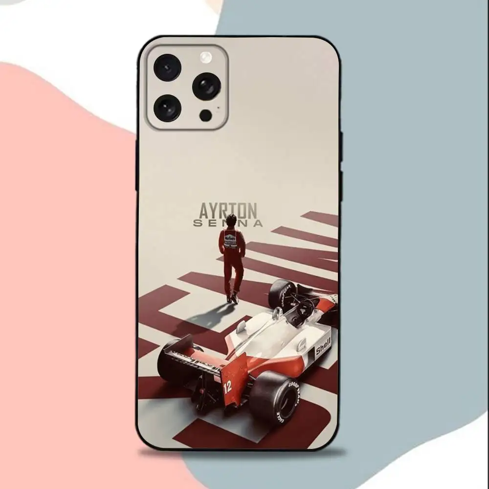 Casing Ponsel R-racing driver A-Ayrtons Senna Untuk iPhone15,13,16,12,11,17,14,Plus,Pro,Max,XS,XR,X,SE,Mini, Bahan Silikon Lembut Warna Hitam