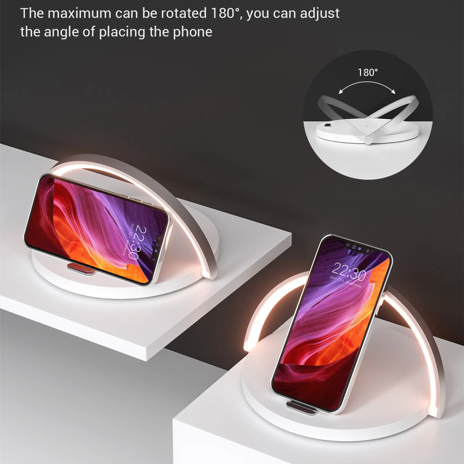 Wireless Charger Table Lamp Bedroom Lamp Support for IPhone Samsung Huawei Xiaomi Adjustable Angle Touch Switch