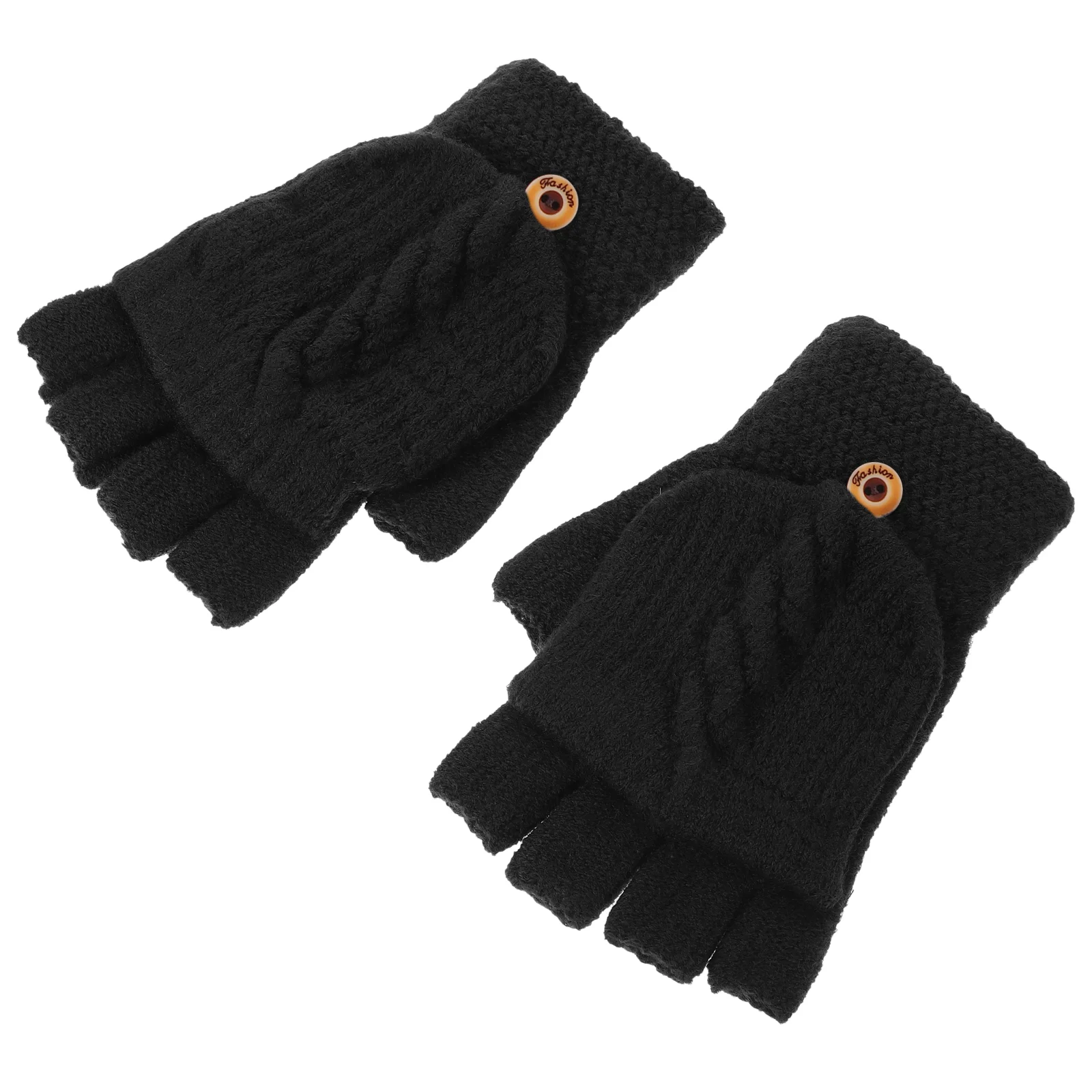 

Thermal Knitted Gloves Exfoliating Winter for Kids Finger Fingerless Women Convertible