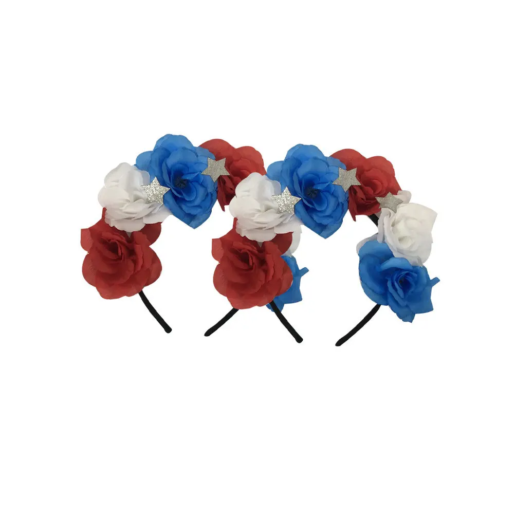 قطعتان من أطواق الشعر الوردية خفيفة الوزن ومريحة لحفلات يوم الاستقلال الأمريكية وإكسسوارات شعر أنيقة للفتيات #3