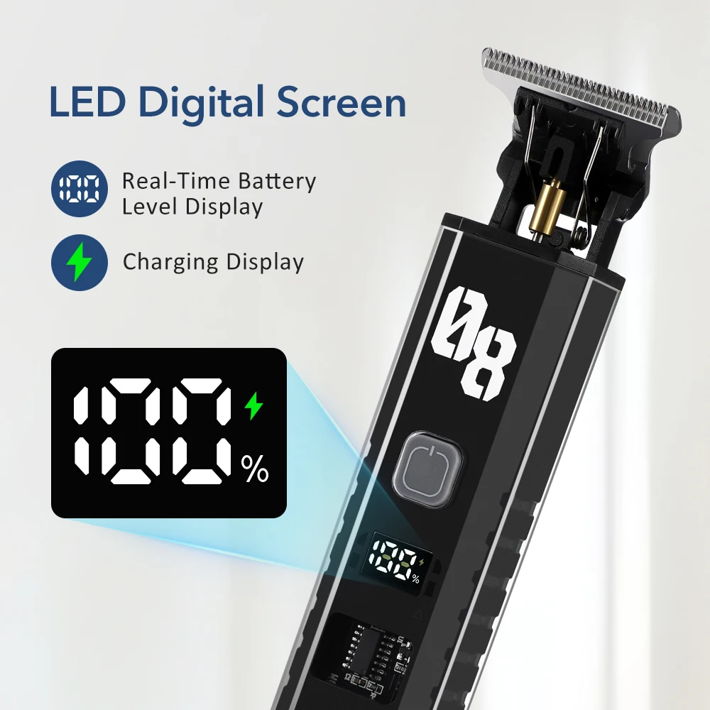 New Electric Hair Clipper LCD Display Hair Trimmer Hair Cutting Barber Machine Beard Cutting Machine for for Salon Men's Shaver