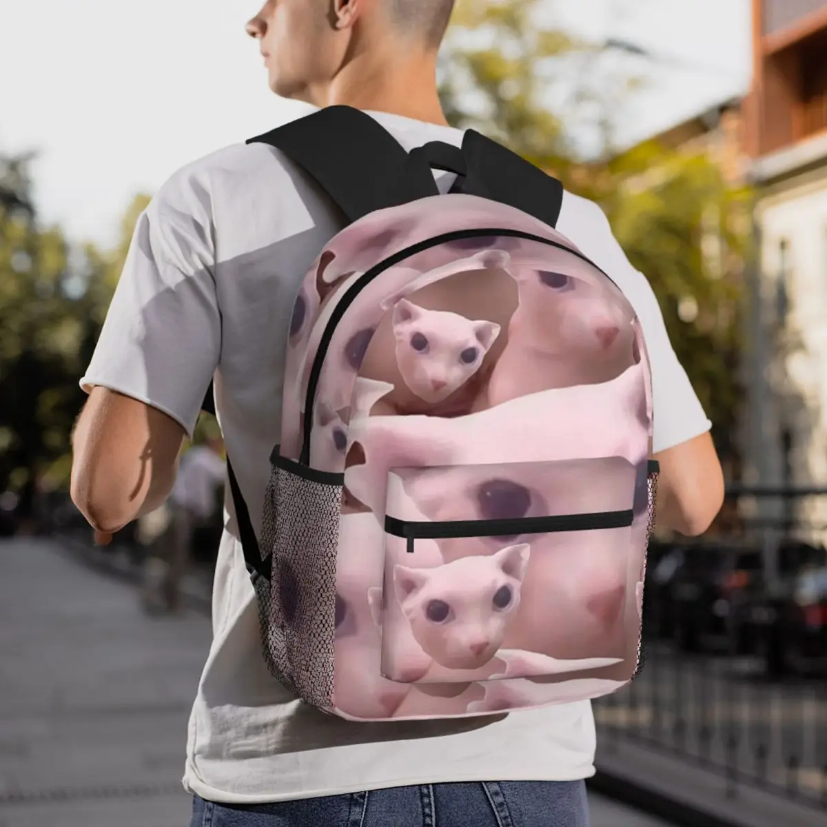 Sphynx Bingus Kitten Cat Backpack Student BookBag Children School Bag Computer Shoulder Bags for Boys Girls