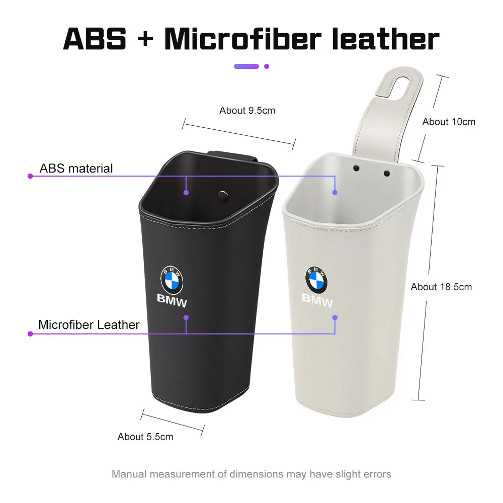 For BMW X1X2X3X5X6 X7 1 3 5 6 7 Series F40 F48 E60 E90 G20 G30 Leather Car Door Storage Box Seat Cup Holder Waterproof Trash Can view 6