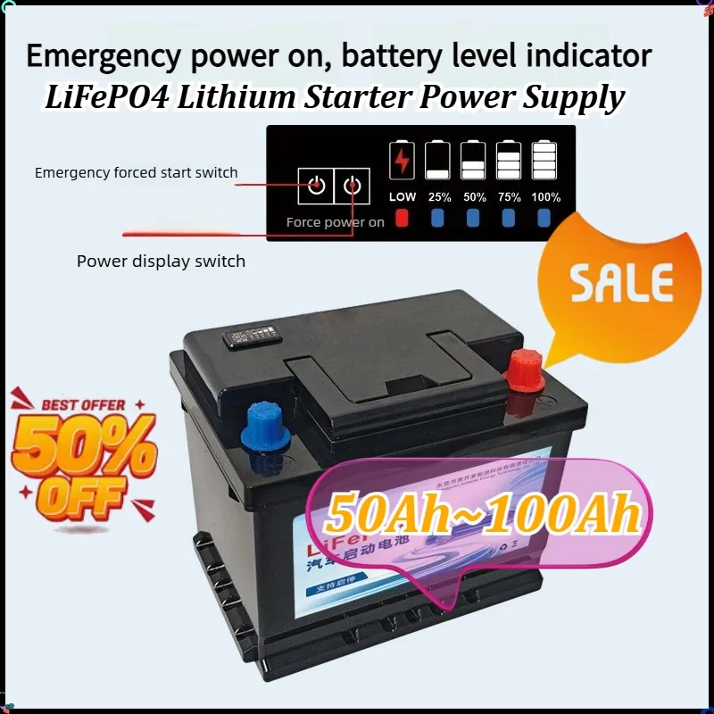 

New 12V Car Battery Maintenance-Free High Capacity AGM Start-Stop Replacement Lead-Acid To LiFePO4 Lithium Starter Power Supply