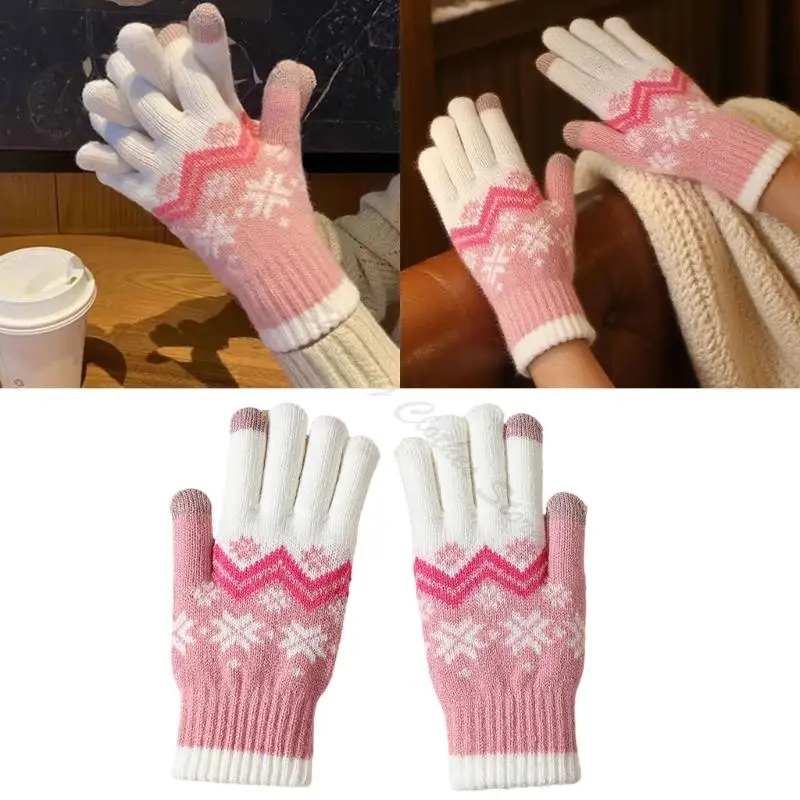 M68A Adult Full Finger Knitted Gloves for Phone Use in Cold Weather Walks