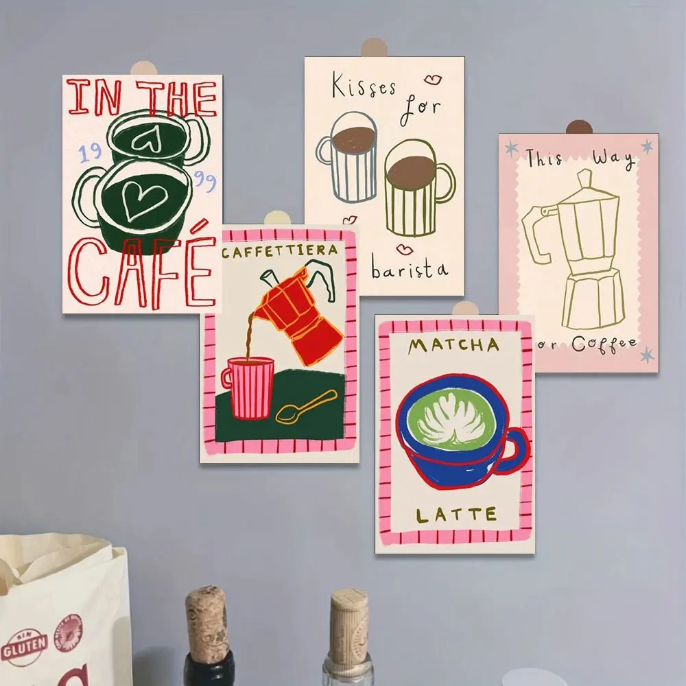 20PCS Abstract Afternoon Tea Poster Art Wall Decoration Postcards, Reusable, Suitable for Living Room, Bedroom, Study, Dormitory