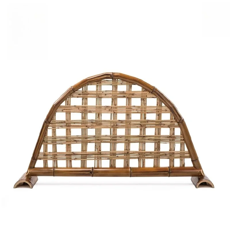 Chinese-style Zen courtyard garden arrangement, outdoor semi-round bamboo fence small courtyard landscaping decorative landscape