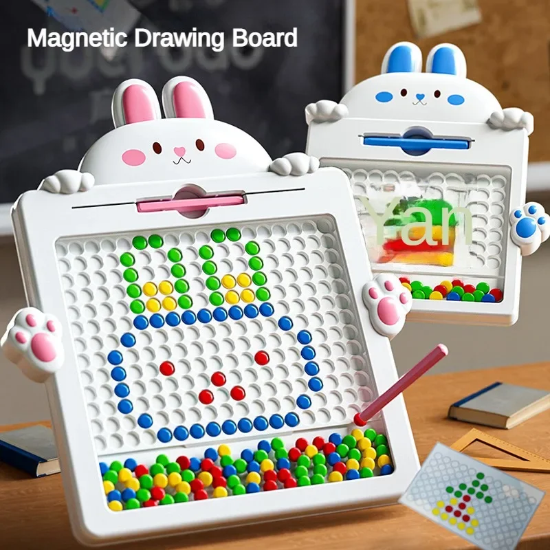 Children Magnetic Drawing Board Toy Cartoon Rabbit Magnet Beads Drawing Tablet Baby Montessori Early Educational Toys for Kids