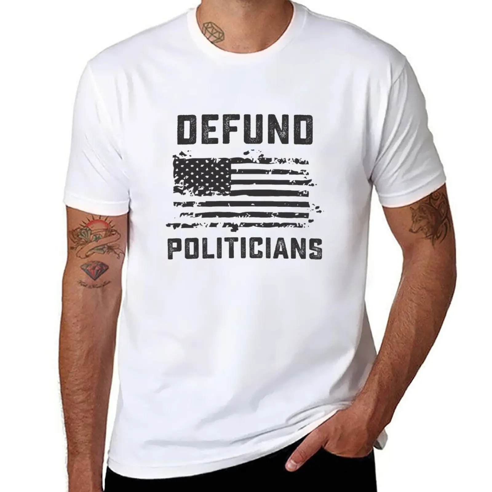 New Defund Politicians T-Shirt hippie clothes vintage t shirt T-shirt for a boy Short sleeve slim fit t shirts for men