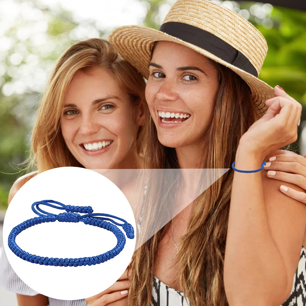 1/4PCS Blue Friendships Bracelets Adjustables Rope Matching Friend Bracelets For Daily Wear