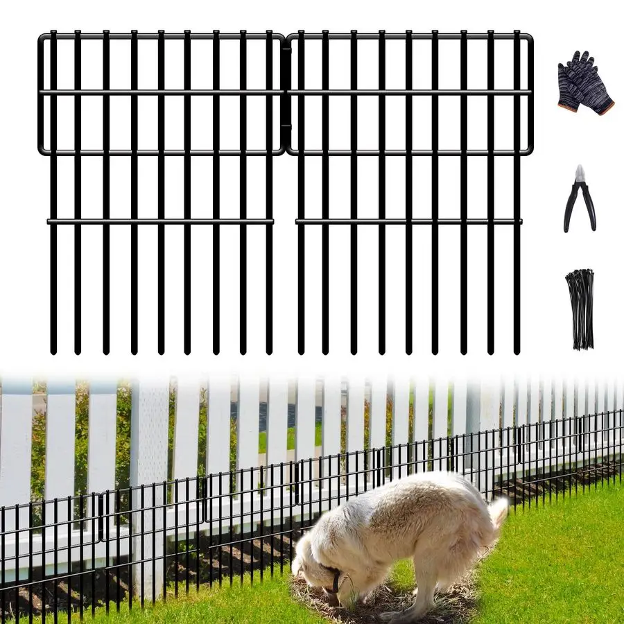

Panels No Dig Fence, 28ftL x 17inH Dog Digging Fencing Barrier, 1.2in Gap Animal Barrier for Bottom of Fence, Rustproof Metal Ga
