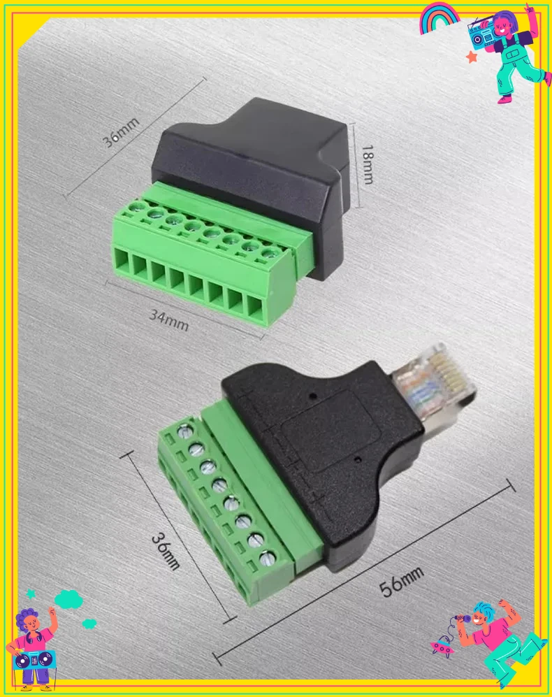 Rj45 To Screw Terminal Block 8p Connector Ethernet Rj45 Male Female To 8 Pin Screw Terminal Network Adapter Cable for CCTV DVR
