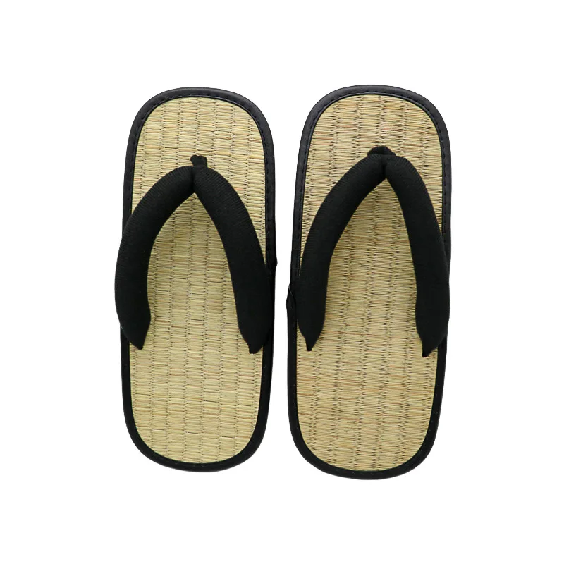 Straw Plaited Man Flip Flops Summer Slippers Y-shaped Clip Slipper Sandals Open Toe Japanese Thick Bottom Slippers Indoor House