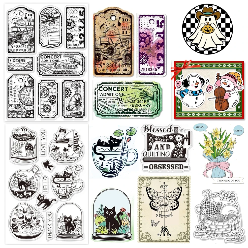 Retro Steampunk etykieta przezroczysta pieczątki do scrapbookingu w stylu Vintage silikonowa przezroczysta pieczęć przezroczystych znaczków do karty