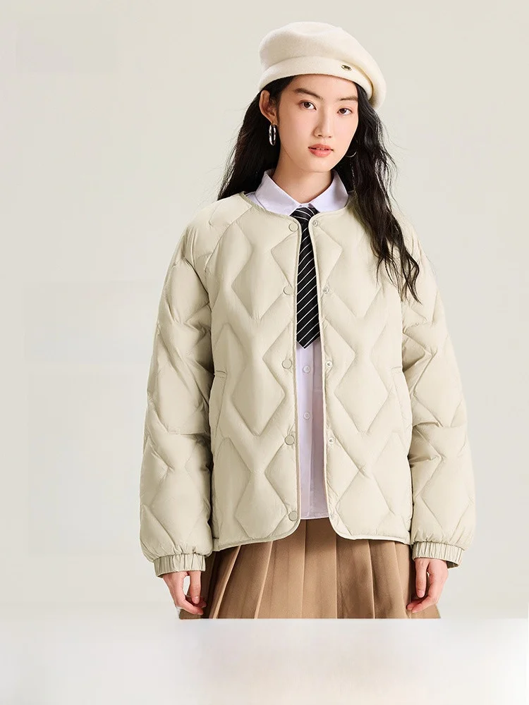 

Женская повседневная короткая куртка Snow Flying Spring с круглым вырезом, унисекс, в корейском стиле, из нейлонового волокна, для дома и отдыха