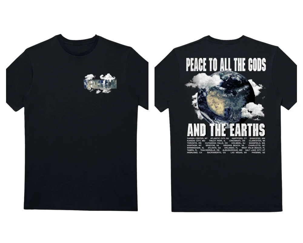 Hot Sale Vintage Hip‑Hop Wu‑Tang Clan Earth Tour List Graphic T‑Shirt Unisex Hip Hop Oversized Streetwear Punk Gothic T-shirts