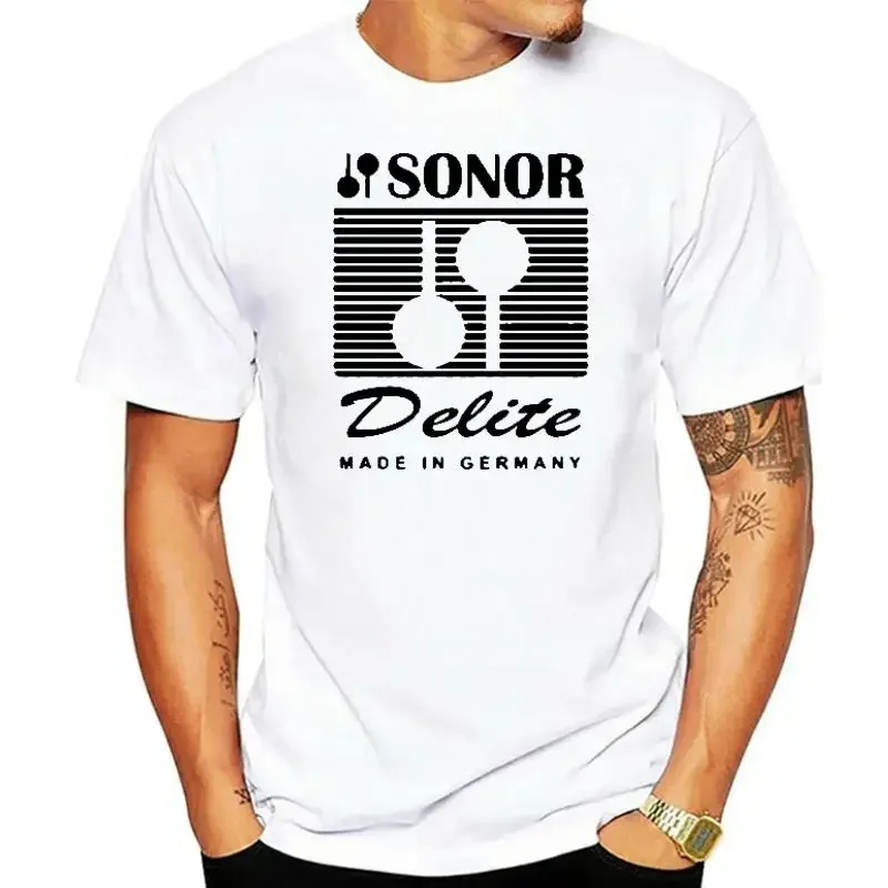 Sonor Delite Drums Cymbals Percussion Logo T-Shirts White Tee Men my body my choice t shirt harajuku graphic t shirts