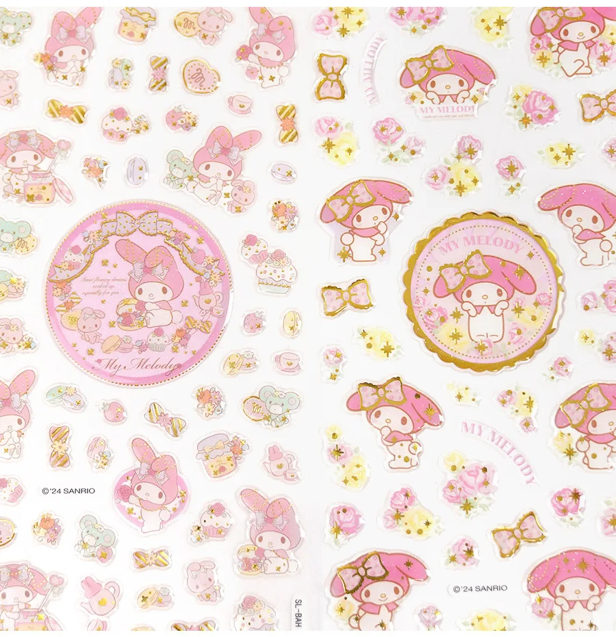 4 قطعة/الوحدة سانريو الكرتون ميلودي الوردي كريستال قطرة ملصقات ديكور لتزيين الغرف سكرابوكينغ DIY بها بنفسك المجلات لطيف القرطاسية مذكرات ملصق هدية