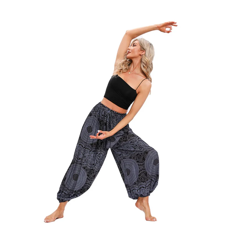 Boho Yoga Pants Women Hippie Harem Printed Dyeing High Waisted Wear Pantalone De Mujer Cintura Alta Calca Feminina Beach