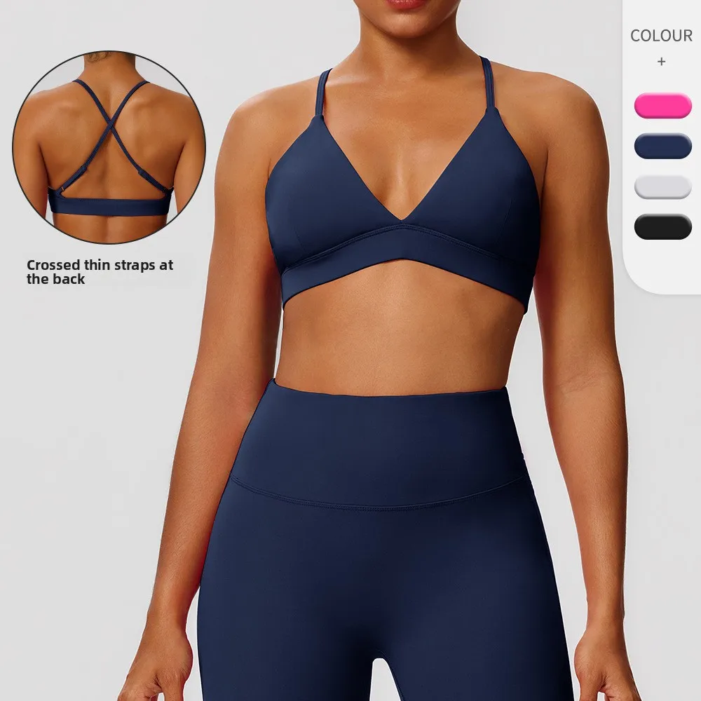 

Спортивный бюстгальтер для женщин, топ для фитнеса, быстросохнущий, сексуальный, с перекрестными лямками на спине, для йоги, с защитой от ударов, для тренировок