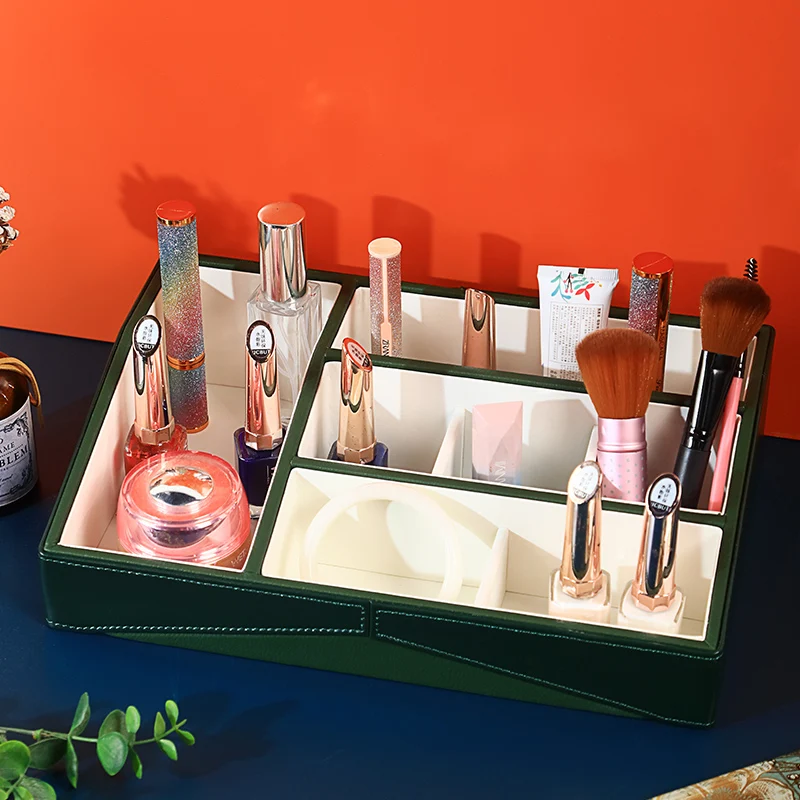 Cosmetic Tray One Layer Jewelry Tray PU Elegant Desk Tray Collection Display Tray