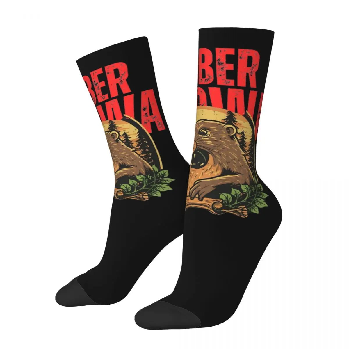 Colorful Bobr Kurwa Beaver Basketball Socks Polyester Middle Tube Socks for Unisex Sweat Absorbing