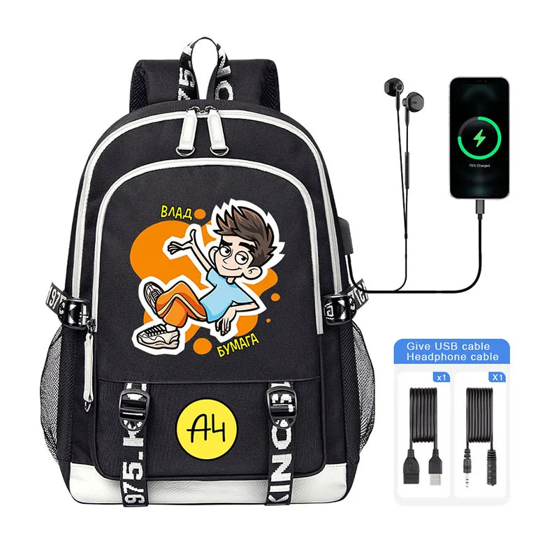 ВЛАД А4 Kids Backpack Cartoon A4 Vlad High capacity USB girl boy Schoolbag Teenage students Book Bag Men Laptop Shoulder Bag