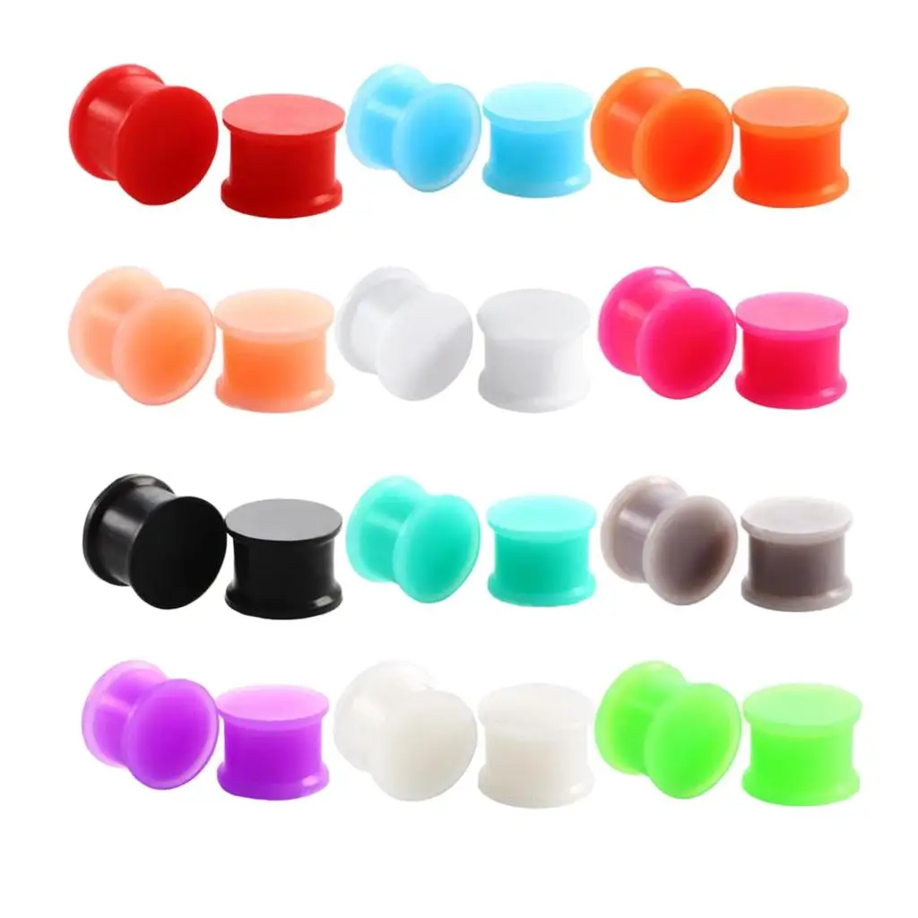 Flexible Silicone Ear Expander Stretching Kit 12 Pairs Ear Gauge Plugs for Stretched Ears Piercing