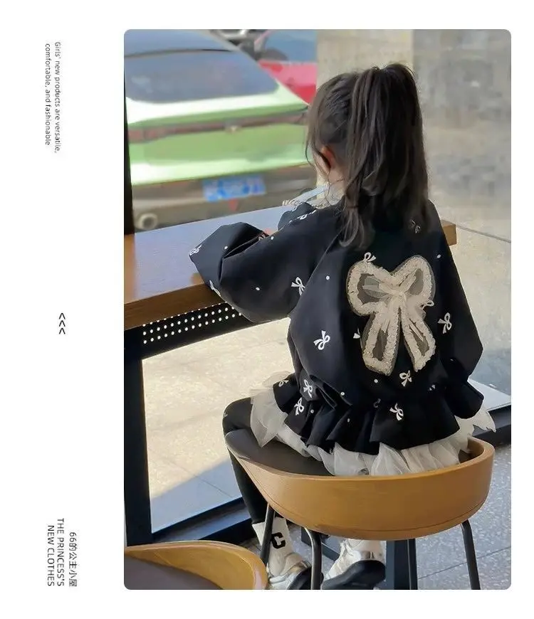 Spring Fashion Cardigan Kids Baby Autumn Casual Windbreaker Children's Bowknot Jacket