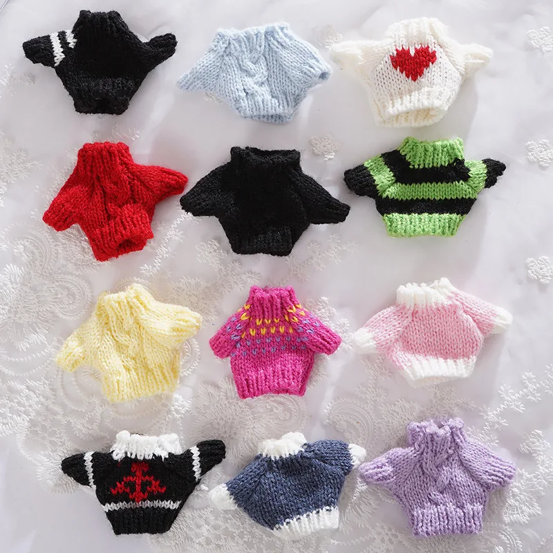 Für 17 cm Labubu Puppe Kleidung Pullover Gestrickte Mantel Winter Puppe Kleidung Farbe Spiel Mode Puppen Zubehör Nette Dekoration