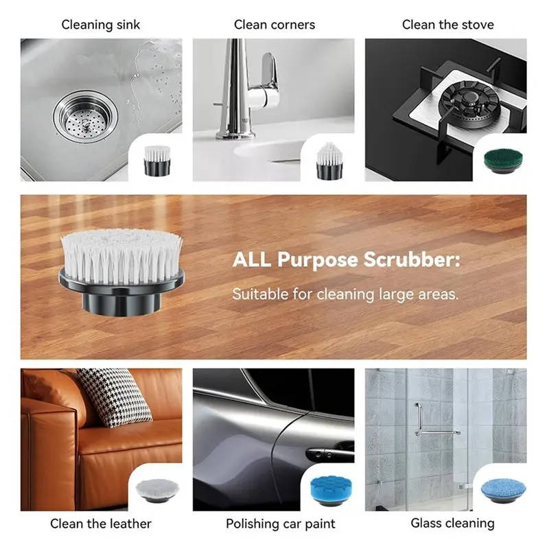 ASWUT-Electric Spin Scrubber Сменные насадки для щеток, набор из 7 предметов, подходящий для беспроводного скруббера, для ванной комнаты, кухни,