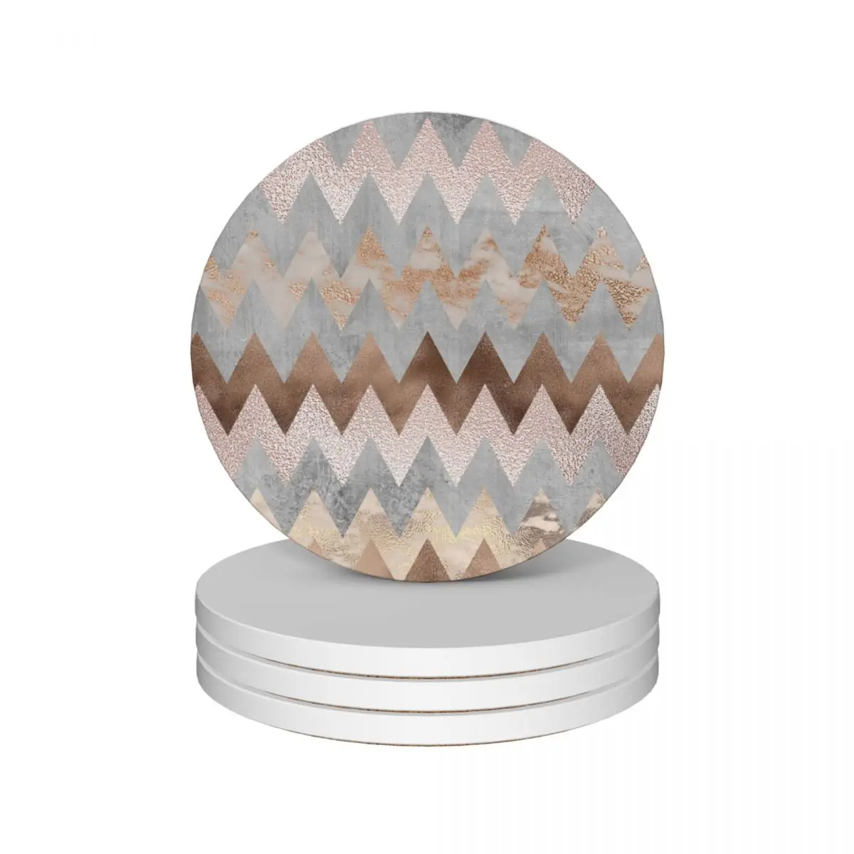 

Copper and Blush Rose Gold Marble Chevron Pattern Ceramic Coasters (Set of 4) anti slip funny plate pot Coasters