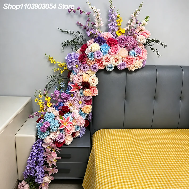 Siebenfarbige 5D Luxus-Hortensien-Blumenreihe Tisch- und Sofaläufer Dekoration Hochzeitshintergrund Bankett-Tisch Blumenarrangement Event-Requisiten – Detail 2