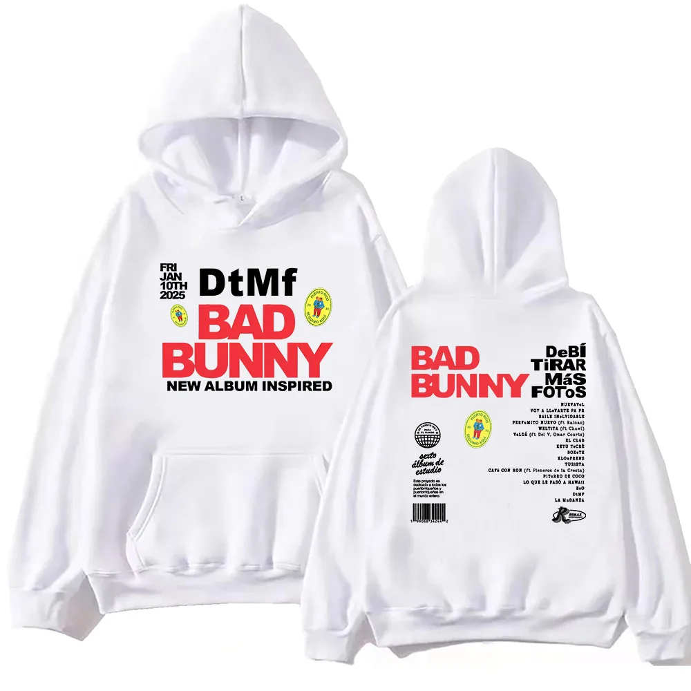 Bad Bunny Debi Tirar Mas Fotos Hoodie Harajuku Hip Hop Pullover Tops Sweatshirt Fans Gift Tops