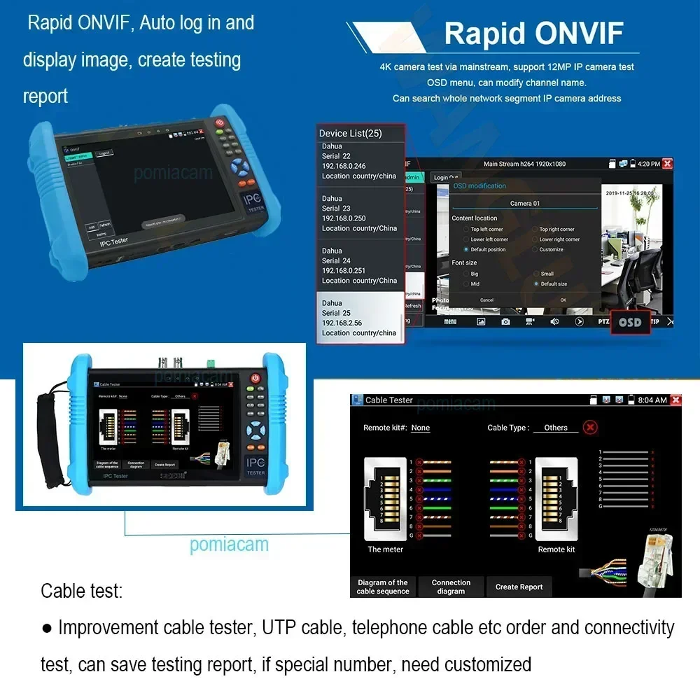 4K 8MP CVI TVI AHD SDI analog IP camera tester Multifunctional professional testing tool IPC9800 Series CCTV Tester Monitor