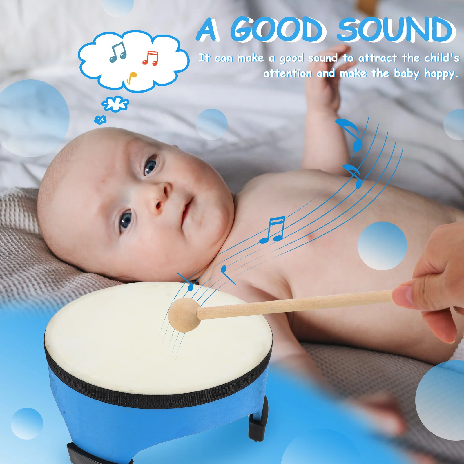 

Children's Percussion Instrument Early Educational Musical Drum Baby Instruments Kids Beat Toy Wooden Circle
