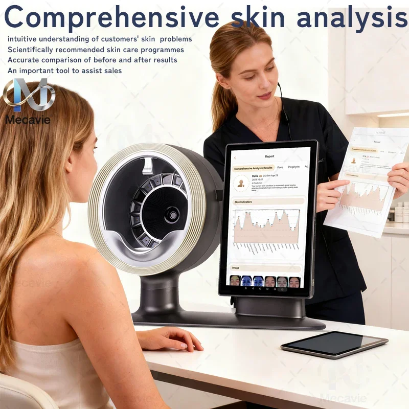 Analyseur de peau 3D AI, Scanner de follicules pileux, détecteur de cheveux, Machine de soins du cuir chevelu, analyse de diagnostic intelligente du visage