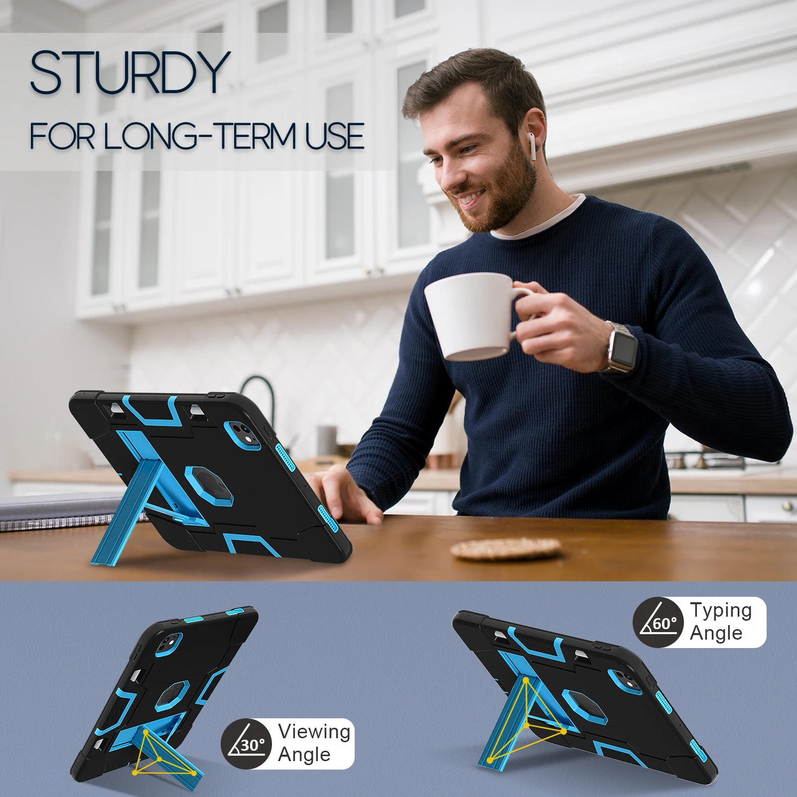 Etui na tablet do iPada 2025 Pro Air Mini z podstawką, pokrowce na modele 4 5 6 7 8 9 10. generacji, 11. generacji, 10.2 11 10.9 12.9 13 cali, odporne na wstrząsy. — zdjęcie produktu 3