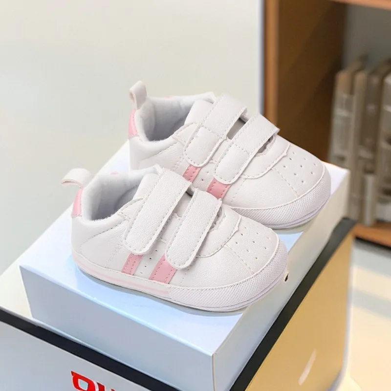 

Spring Autumn Boys Girls White Sports Shoes 0-1Y Baby Soft Sole Shoes Newborn Anti Drop Heel Learning Walking Single Shoes